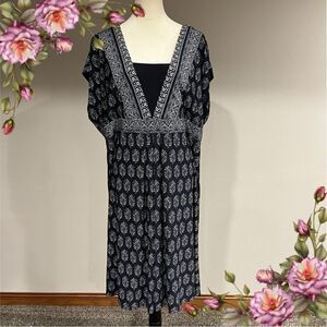 North Style short sleeve dark navy color knee length plus size dress